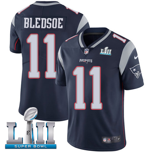 Nike Patriots #11 Drew Bledsoe Navy Blue Team Color Super Bowl LII Men's Stitched NFL Vapor Untouchable Limited Jersey